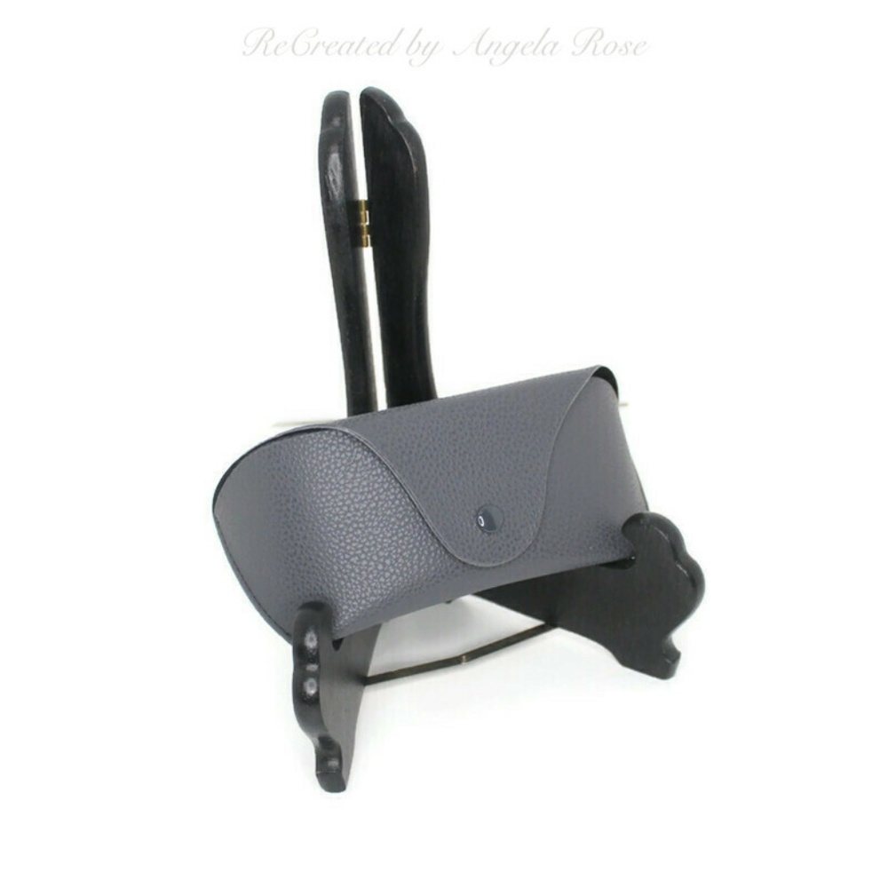 Grey Faux Leather Sunglasses Eyeglasses Case